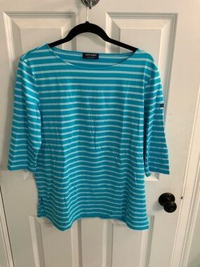 Saint James striped 3/4 sleeve tshirt in polyamide/lycra blend sz 12